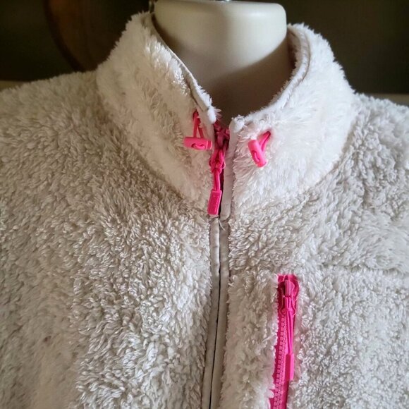 Victorias Secret Pink Sherpa Fleece Pullover Hoodie Pink Accents -L - Picture 4 of 7